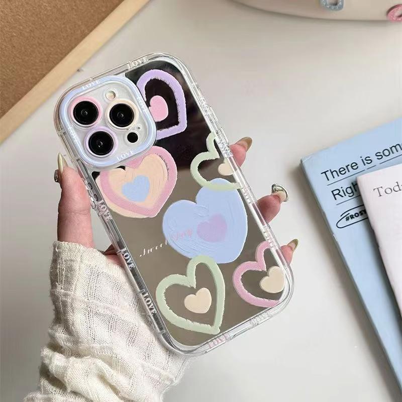 Oil Painting Colored Flower Mirror Phone Case for iPhone 17 16 15 Pro Max 14 Plus 13 12 11 Xs Max Xr X 7 8 Plus 16e Back Cover