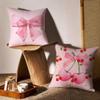 Beautiful Pink Bow Cherry Cushion Cover Anti-Dustmite Pillowcase Invisible Zipper Silky Short Plush Sofa Cushion Cover