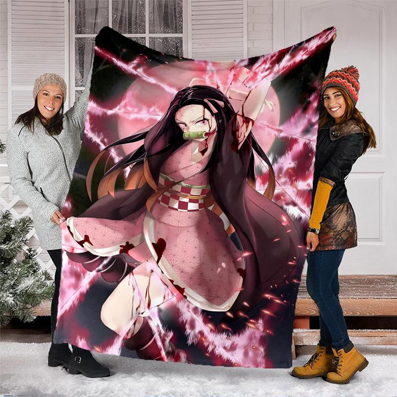 1pc nezouko7 Theme Blanket - Digital Print, Polyester, Cozy for All Seasons, Perfect for Outdoor, and Travel