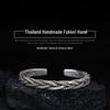 Retro Braided Open Bangle: S925 Silver Plated Unisex Bracelet - Trendy Heavy Industry Design