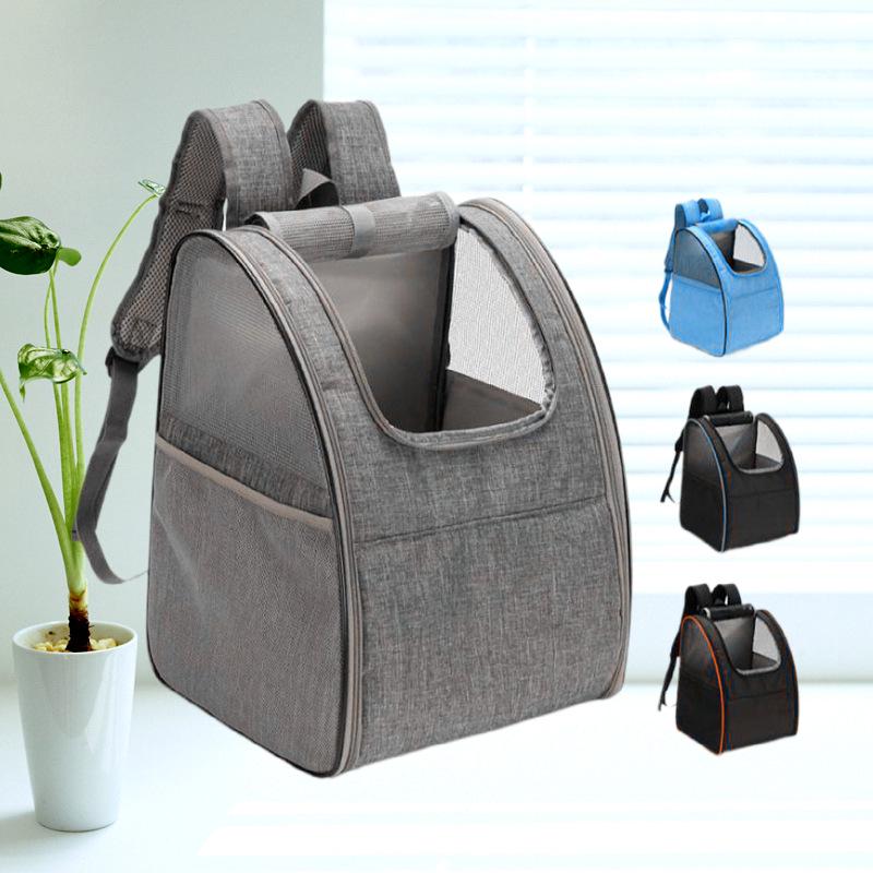 Foldable Pet Backpack: Breathable Panoramic Double Shoulder Bag for Cats and Dogs