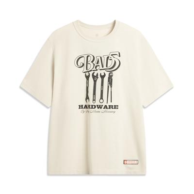 Li Ning Basketball Series Letter Round Neck Breathable Versatile Loose Short Sleeve T-Shirt Men Tops Light-Pink Gray AHSVB75-1