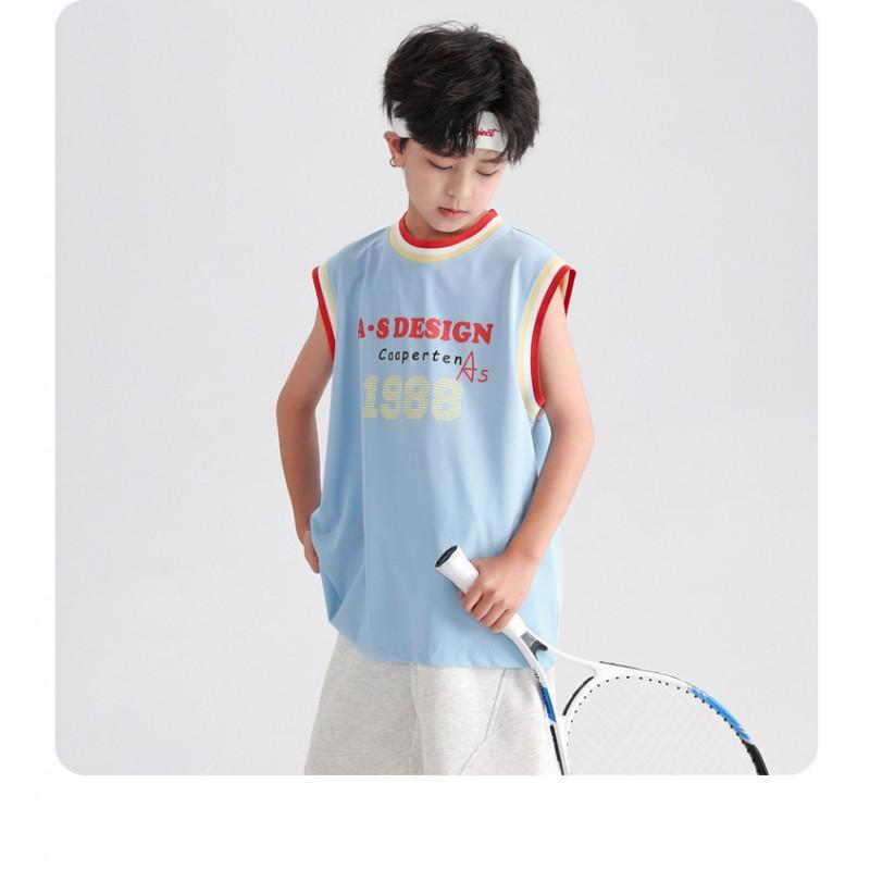 Boys Color Block Sleeveless Sport T-Shirt Loose Fit Tank Top Kids