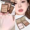 RICH BEAR Two-Tone Contour & Highlight Palette - Matte Watery Powder for Mid-Face, Eye Corner, Nose, Side Shadow; Sweatproof.