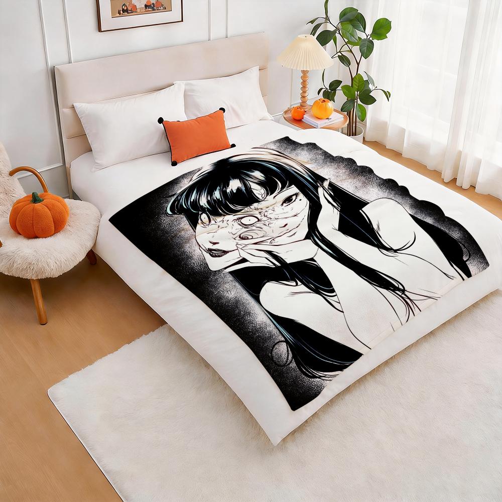Thriller Movie Junji Ito Tomie Throw Lightweight 240g Flannel Blanket Soft Skin-friendly for Summer Cooling