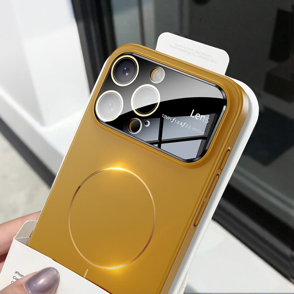Large window PC matte skin feeling oil injection suitable for iPhone16Pro fine ring magnetic mobile phone case Apple 15 anti-drop