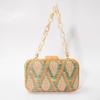 Modische Holzclip-Kupplungstasche für Damen Acrylketten Damen-Schultertaschen Geometrische Muster Handtaschen Sommer Strandparty-Portemonnaies