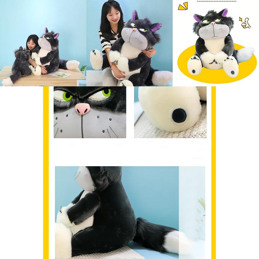 Cute Grey Short Plush Lucife Cat Doll Stuffed Animal Toy For Teenagers 30/45/60/80cm
