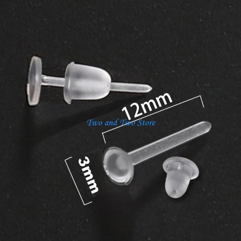 HX6F Creative 100 Set Clear Earrings Ear Studs Piercing Retainers for Women Men