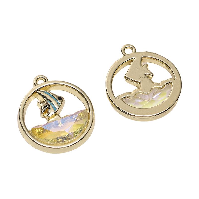 1pc/bag Alloy Inlaid Glass Pendant DIY Bracelet Necklace Earrings Jewelry Accessories