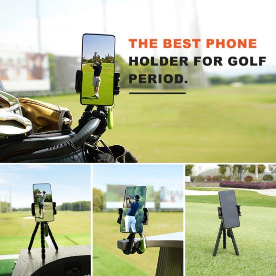 Golf Phone Holder with Bluetooth-compatible Remote Control 360 Degrees Retractable Silicone Leg Tripod Live Streaming Cell Phone Stand Bracket