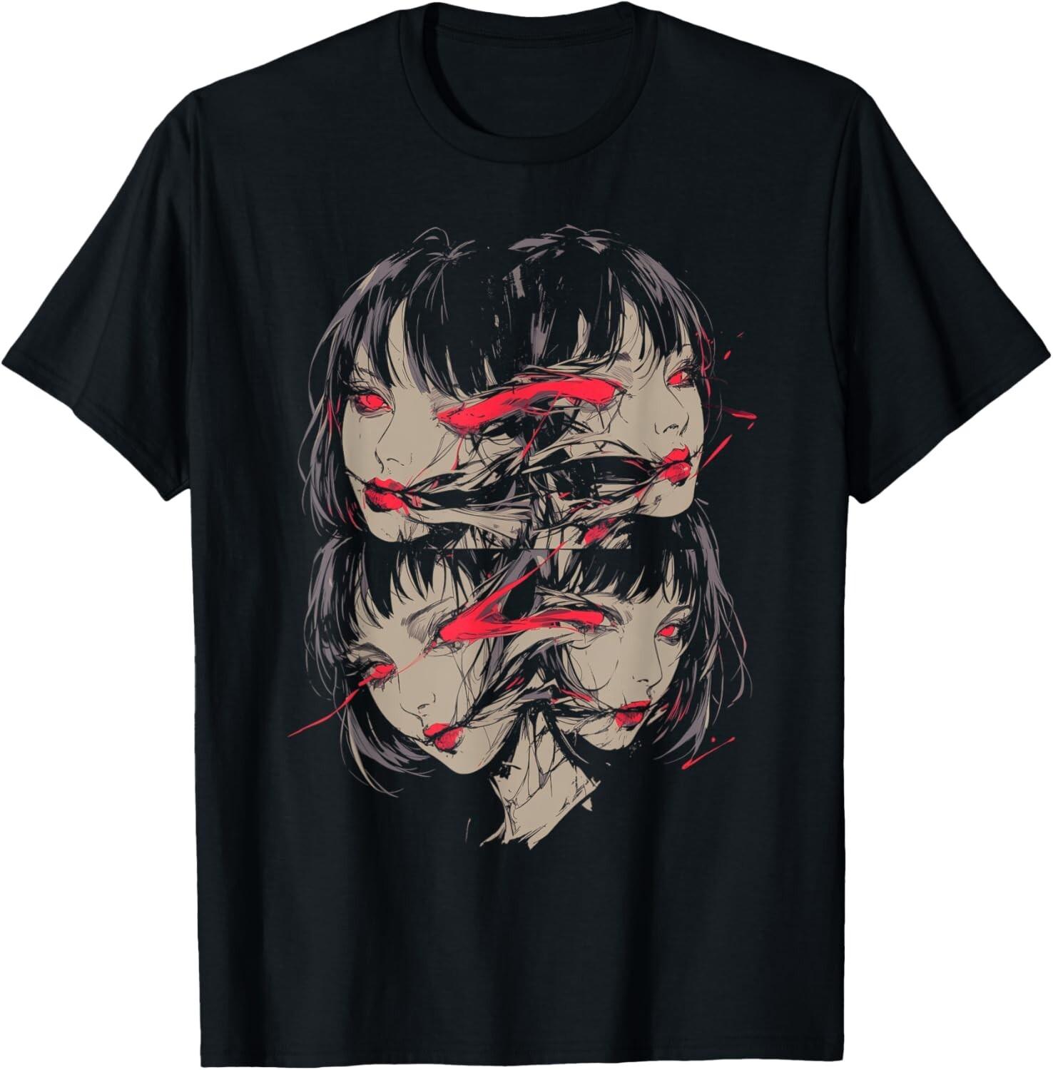 Creepy Horror Anime Manga Girl Japan Japanese Harajuku T-Shirt S