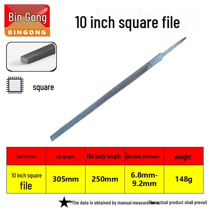 Hugong Multi-Specification Steel Files Set: Flat, Half-Round, Triangle, Rasp, Square, and Round Metal Grinding Tools.