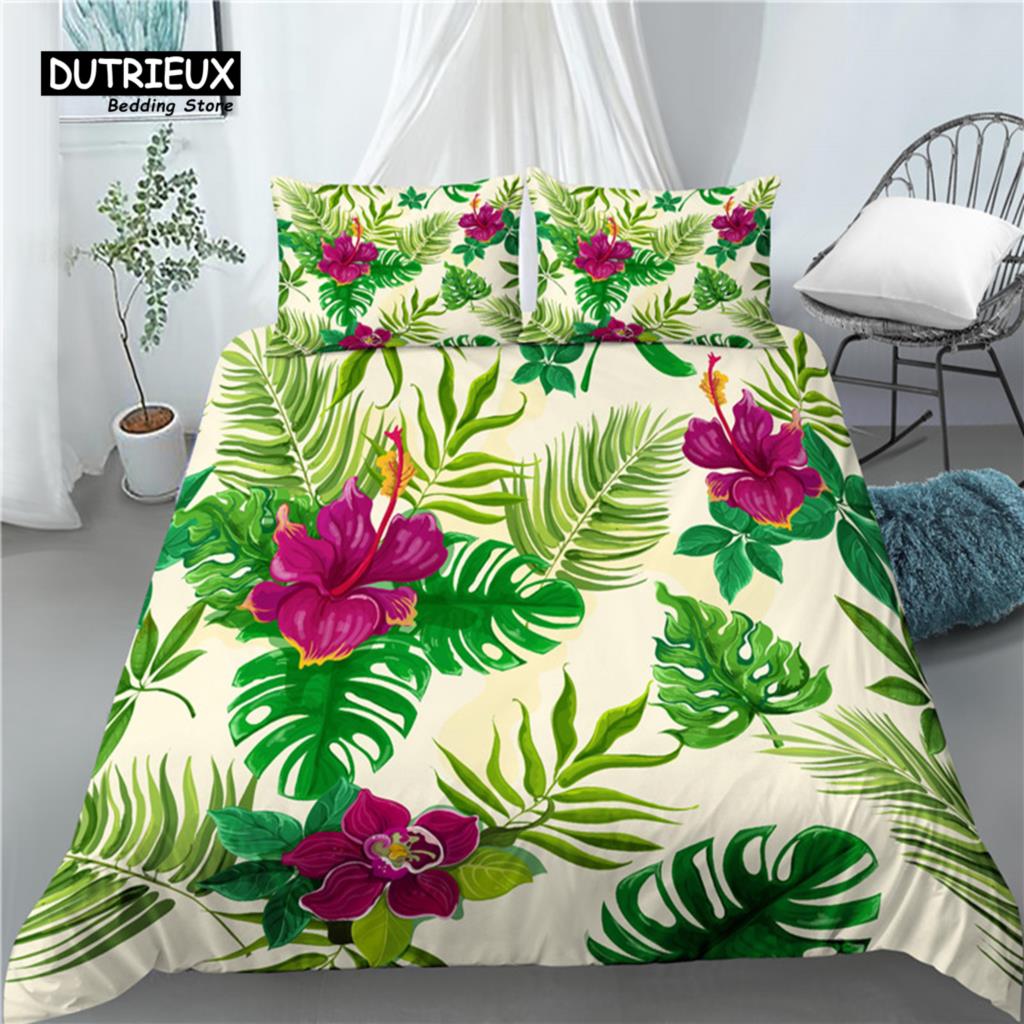 

Роскошное 3D-постельное белье с принтом листьев, 2/3 предмета, удобный пододеяльник, наволочки, комплекты постельного белья, размер Queen и King, размер EU/US/AU EU single(135x200cm)