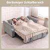 2 Seater Sofa Bed 4 In 1 L Shaped Pull Out Sofa With Adjustable Backrest And Side Pockets Gray