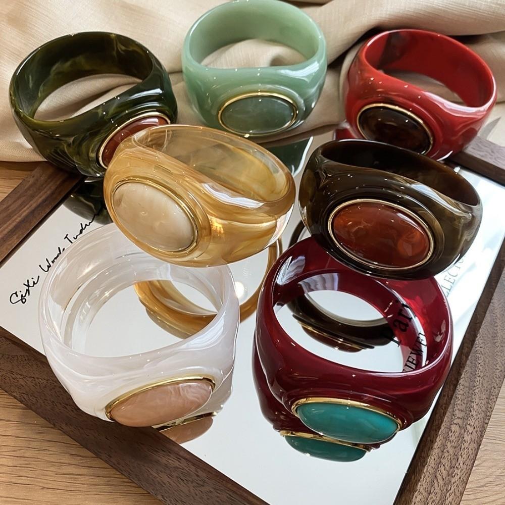 Bohemian Irregular Wide Bracelet Smudging Retro Hand Ring Cute Acrylic Bangle  Gift