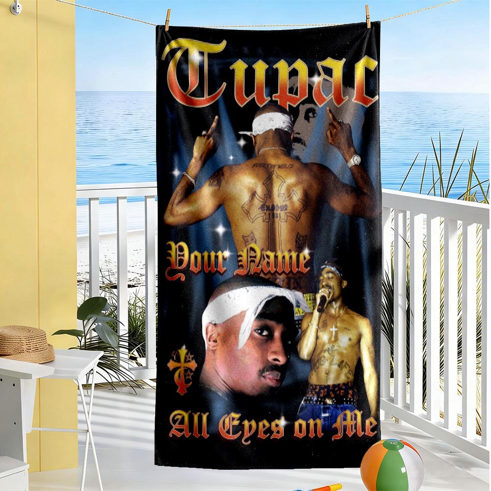 2pac Customize Your Name Beach Towel Soft Durable Quick-Dry Suitable for Swimming Gym Camping Yoga Vacation
