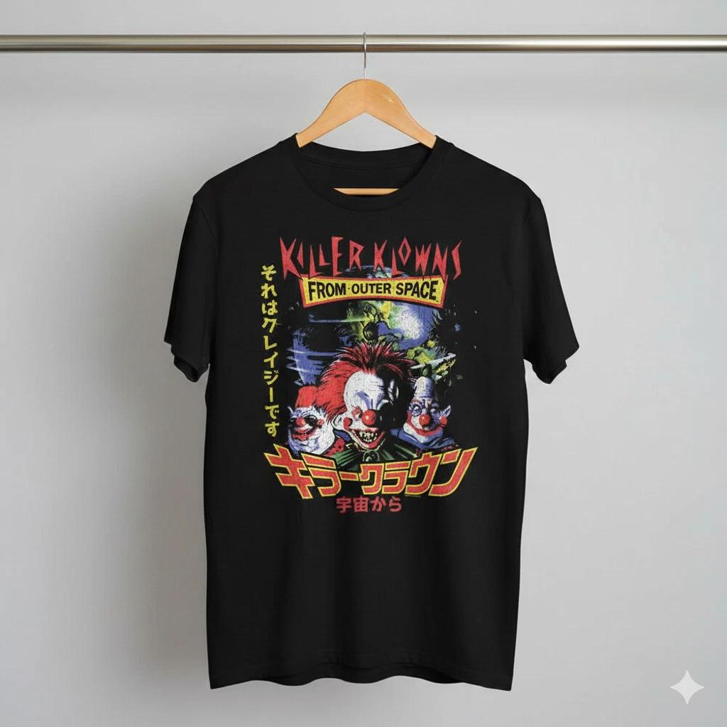 Retro Sci Fi Horror Clown Movie Style Graphic T Shirt Unisex Black - T632 4XL