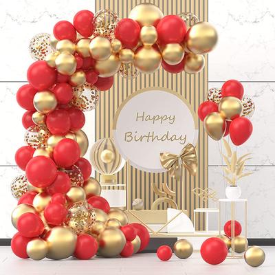 Red Gold Balloon Arch Garland Kit Metallic Gold Confetti Ballon Engagement Valentines Bridal Shower Wedding Birthday Party Decor