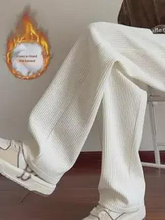 Herren Cordhose im amerikanischen Stil: Herbst/Winter Plus Samt Lose Gerade Jogginghose, Trendy Weite Bein Casual Hosen