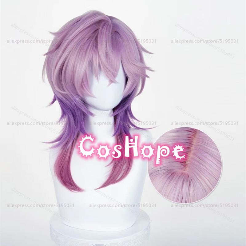 Durin Cosplay Wig 55cm Long Purple Gradient Wig Cosplay Anime Heat Resistant Synthetic Wigs for Halloween Carnival Party Costume