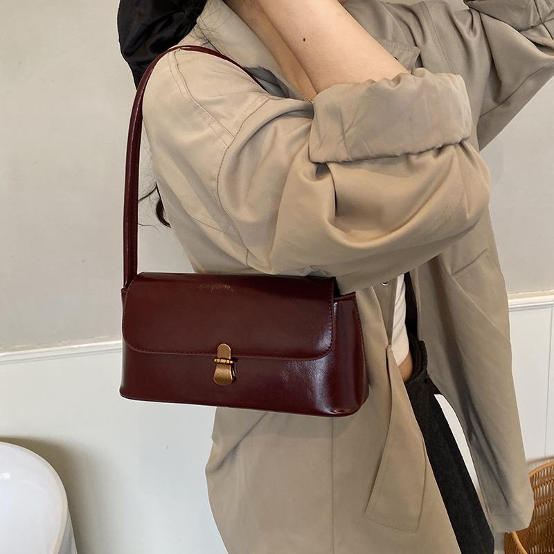 Vintage Underarm Bag Textured Women's Bag Autumn Shoulder Bag Fashion Tote Bag Baguette Bag