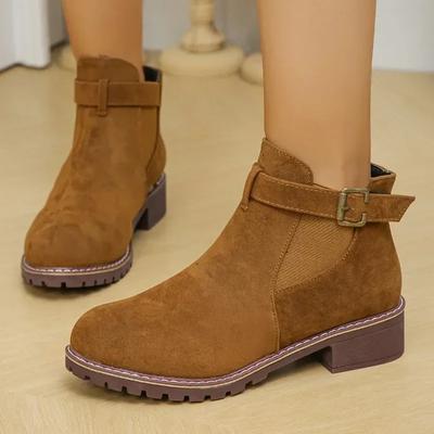 2025 Modeschuhe für Damen Slipper Damenstiefel Winter Übergröße Stiefeletten Moderne Stiefel Einfarbige Schnallenschuhe Damen