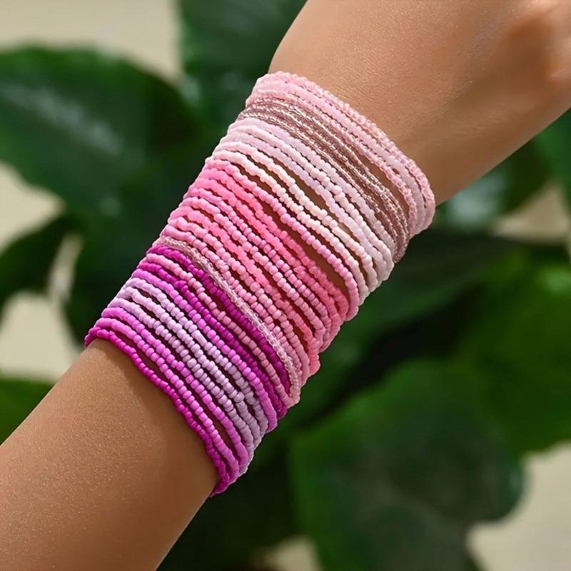 Elegant Glass Bead Bracelet Set 30pcs Colorful Bohemian Beads Anklets Bracelet Statement Bead Bracelet Set
