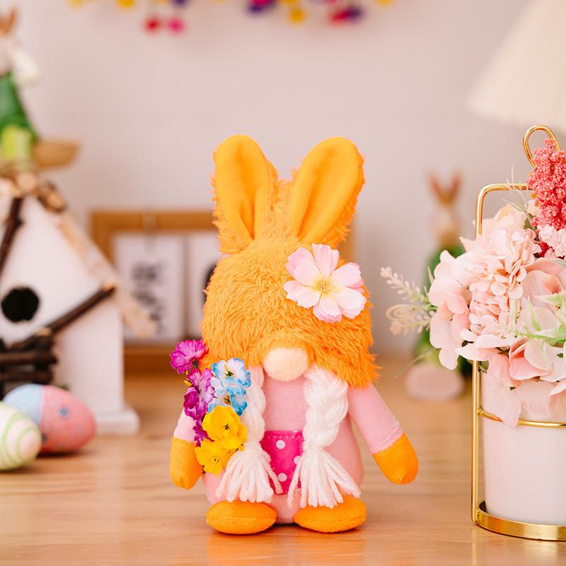 Colorful Plush Easter Bunny Rudolph Figurine For Festive Spring Decorations