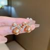 New Full Crystal Rhinestone Bowknot Pearl Stud Earring for Women Sweet Zircon Accessory Wholesale Wedding Christmas Girl Gift