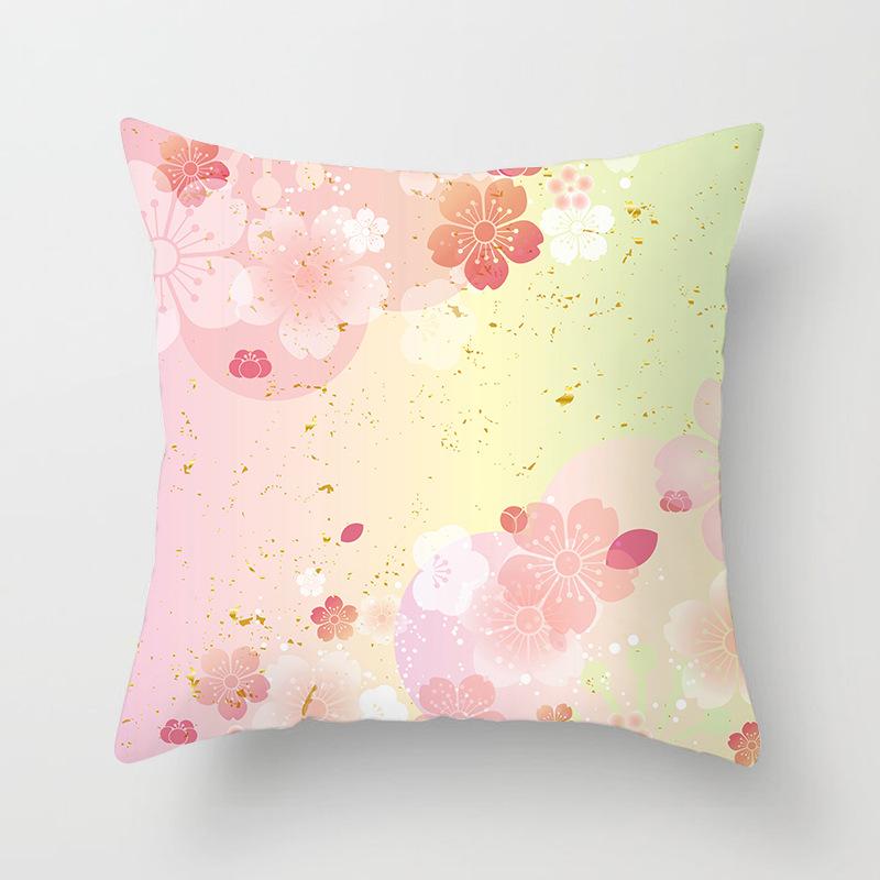 Peach Leather Velvet Fresh Pink Flower Pillowcase Home Sofa Pillow Cushion Cover Core-free