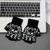 1 Pair New Kids Halloween Skeleton Skull Half Finger Luminous Punk Gloves Winter Skull Fingerless Black Mitten