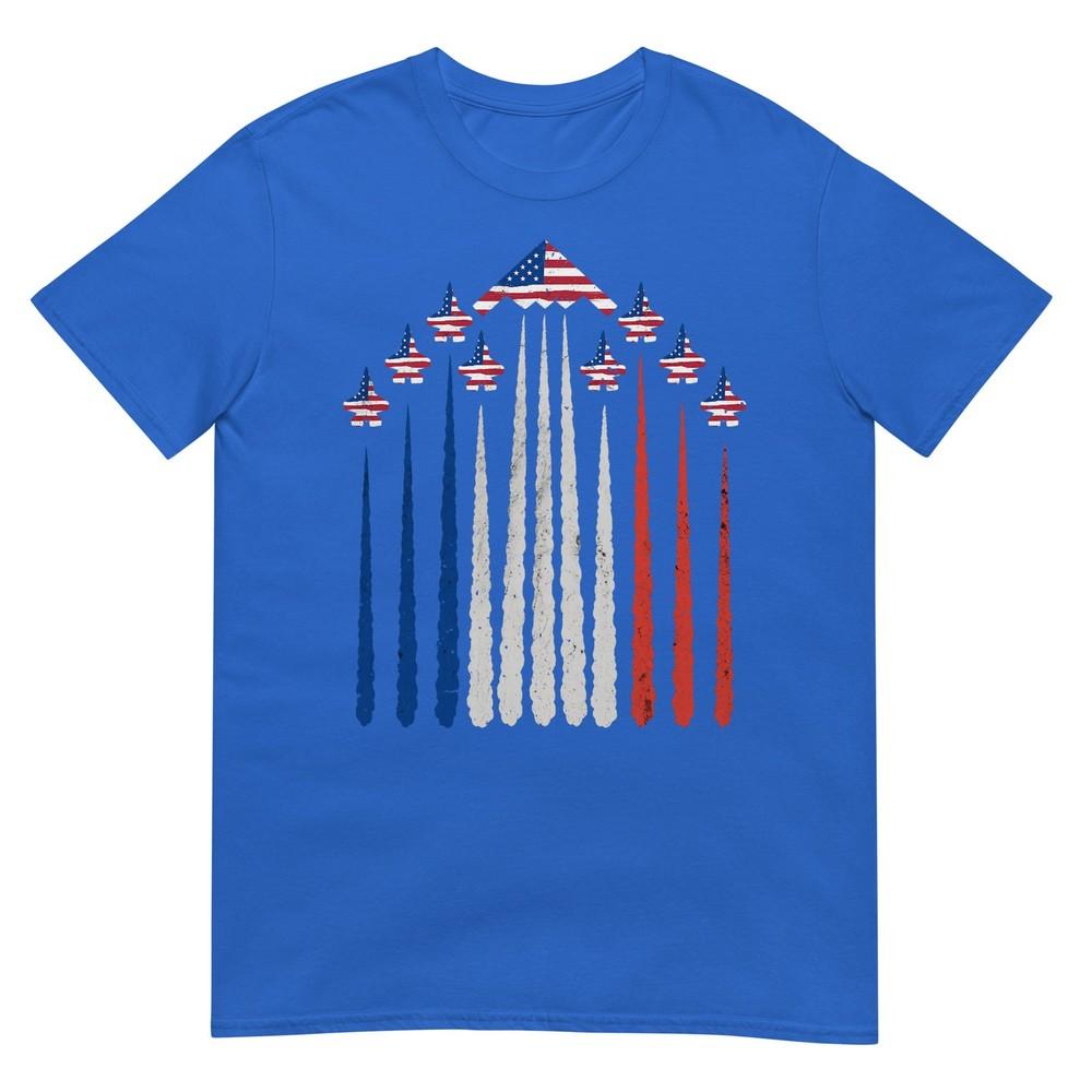 Patriotic Fighter Jets Usa Flag Red White Blue 4th Of July Tshirt