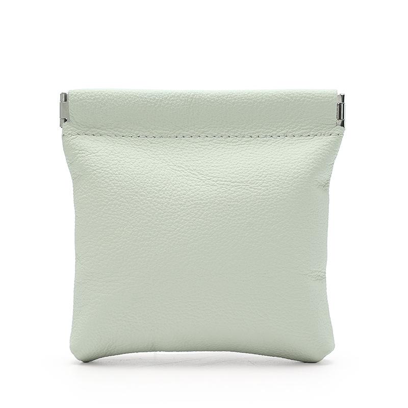 Münzbörse aus Rindsleder mit Lychee-Maserung mit automatischem Verschluss – Tragbares Aufbewahrungstäschchen für kabellose Ohrhörer