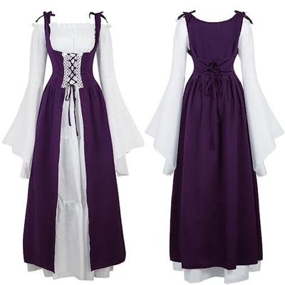Europäisches und amerikanisches quadratisches Kragenband mit gebundener Taille, mittelalterliches Renaissance-Retro-Kleid, Halloween-Kostüm