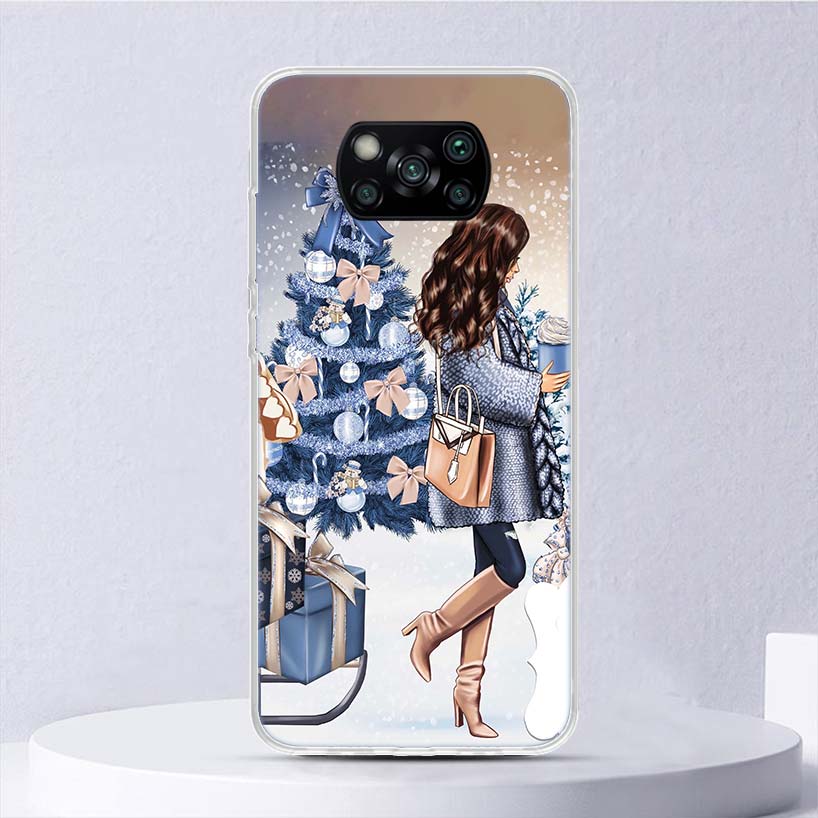 Christmas Girls Tree Gift Soft Case For Xiaomi Poco X3 NFC X4 M4 Pro M3 M2 Phone Cover F3 F2 F1 Mi Note 10 Lite A3 A2 A1 Funda C