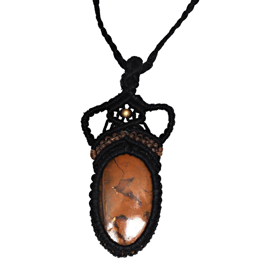 Jasper Macrame Handmade Necklace Gemstone Jewelry Thread 20-36''Ad Pendant