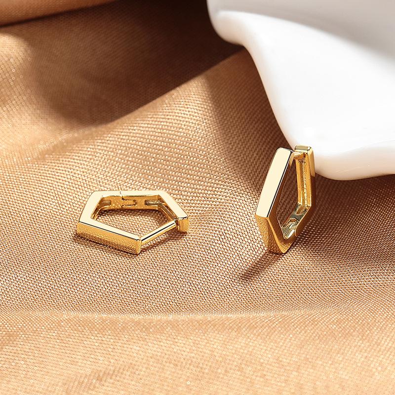 

Sterling Silver Geometric Ear Ring Earrings Women S Design Sense Simple Trendy Temperament Stud Earrings Plain Ring Small Ear Buckle Earrings