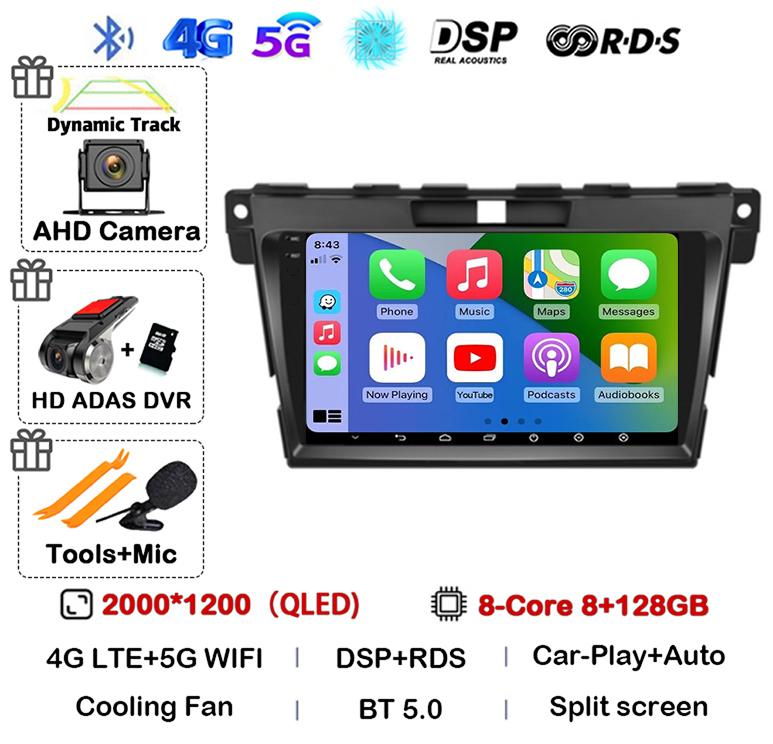 Android 14 Carplay For MAZDA CX-7 CX7 CX 7 2007 2008 2009 2010 2011 2012 2013 2014 Car Radio GPS Multimedia Video Player Stereo