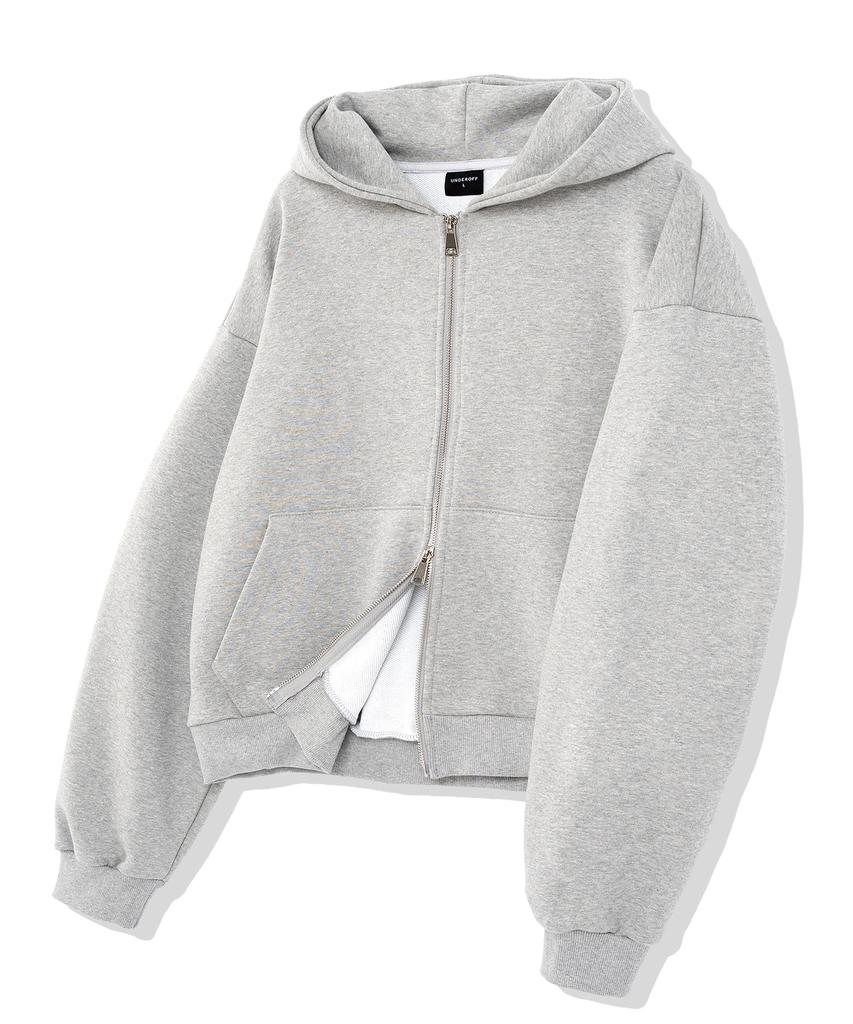 Underoff 2-Way Crop Fit Zip-Up Hooded Jumper Gray (Fleece Lined)