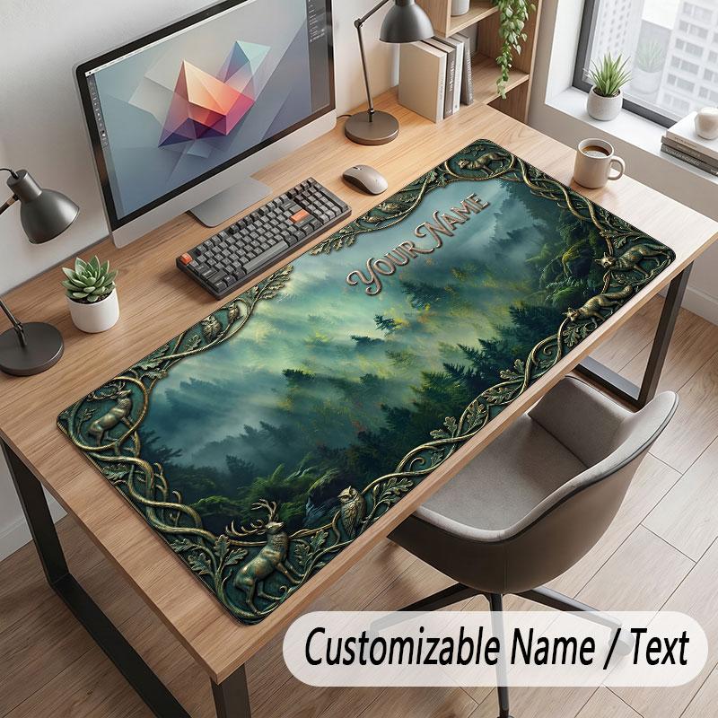 Mushroom Forest Theme Customized Mouse Pad Personalized Print Name Text Desk Mat For Home Office Table Decor