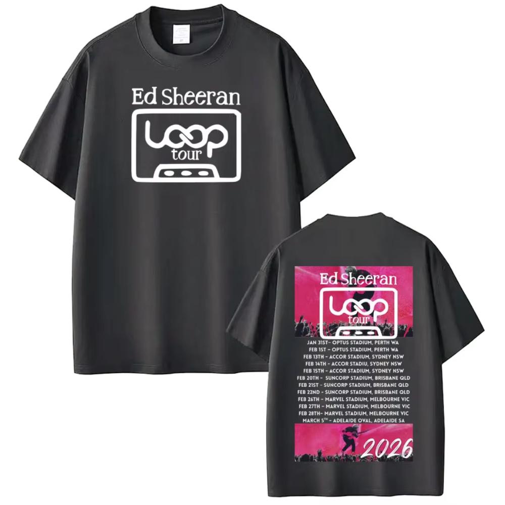 Ed Sheeran Loop Tour 2026 Graphic T Shirts Mens Women Aesthetic Tshirt Summer Casual Male Cotton Harajuku Tshirts Fan Gifts