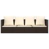vidaXL Outdoor-Loungebett mit Kissen Braun Poly Rattan