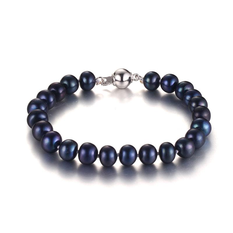 HENGSHENG 2019 Pearl Jewelry Bracelets Natural Pearl Bracelets Fine Jewlery 8-9mm Black Freshwater Pearl Gift for Women