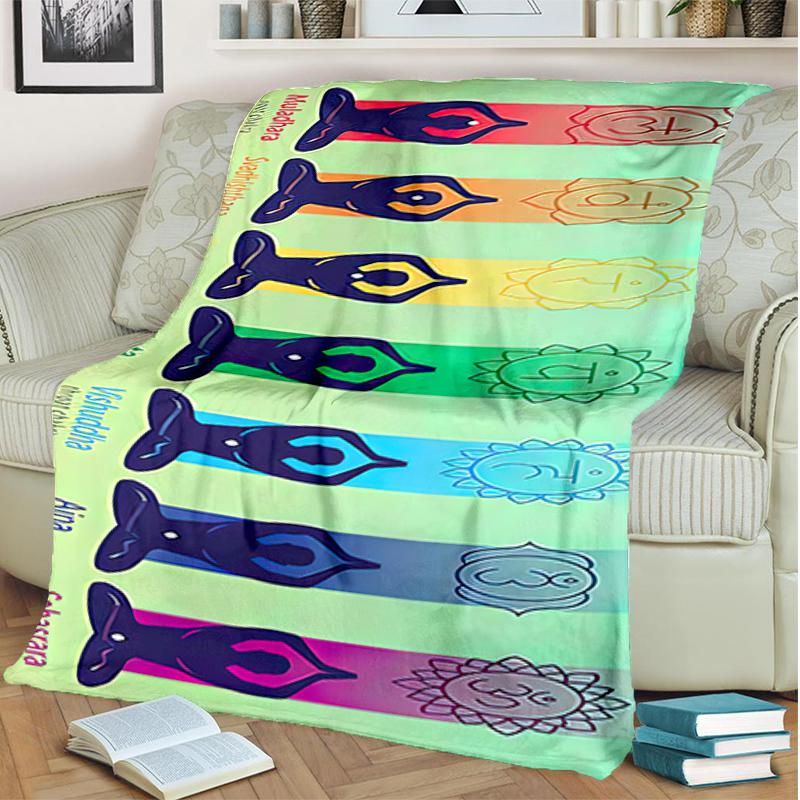 

1PC Yoga Elements printed blanket, all season lightweight home office outdoor nap multifunctional blanket A11 80cm x 120cm