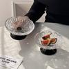 Retro Grain Glass Gobet Glass Tray Plate Fruit Snack Dessert Plate Goblet  Bowel Candy Plate Dish