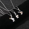 Mini Astronaut Pendant Necklace Silver Tone Spaceman Choker Chain For Women Girls Boys Party Holiday Jewelry Present Gift