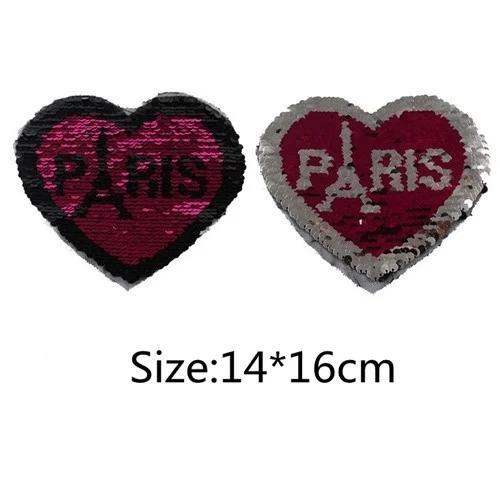 1Pc Reversible Change Color Sequins LOVE Letters Love Heart Sew on Patches for Clothes DIY Patch Applique Crafts