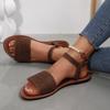 Fashion Women Sandals New Retro Style Lightweight Round Toe Flat Sandals Summer Fashion Solid Color Comfortable Casual Shoes for Women
