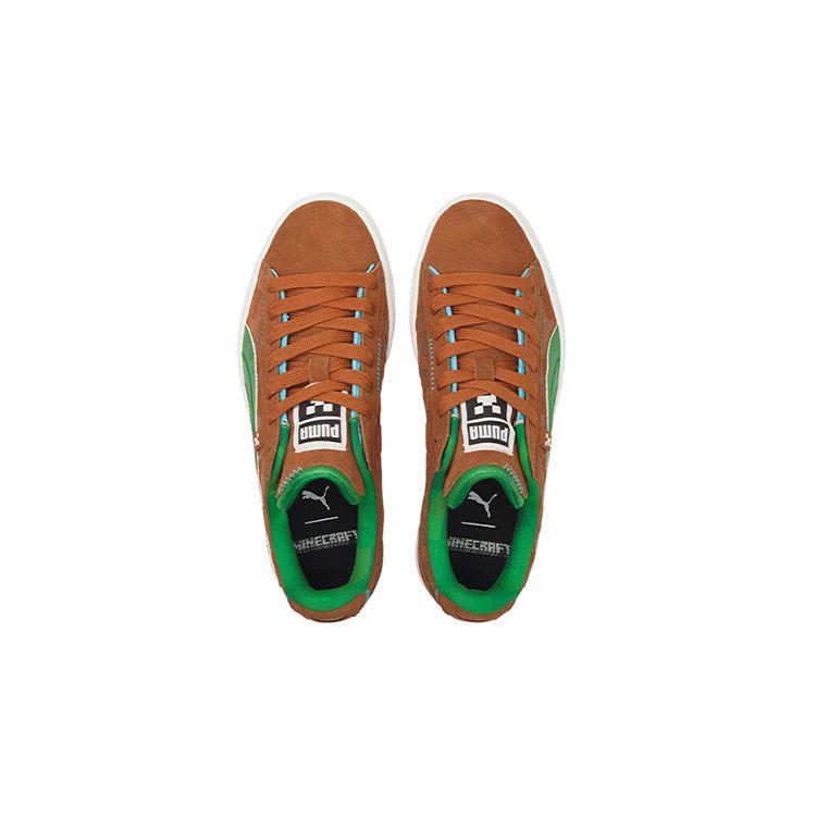 Minecraft x Puma Suede Jr Grasblock Kinder Sneaker Braun Friar-Brown Farn-Grün 384485-01